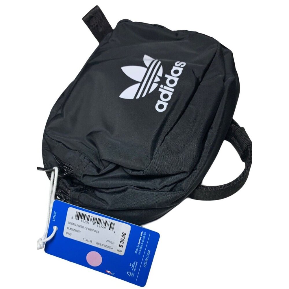 Adidas Originals Black Logo Sport Waist Festival Outdoor FannyPack Crossbody Bag - Picture 7 of 8